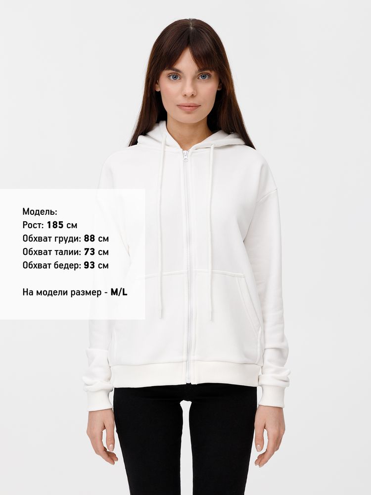 Толстовка унисекс оверсайз на молнии Zippy Terry, белая, размер XL/XXL