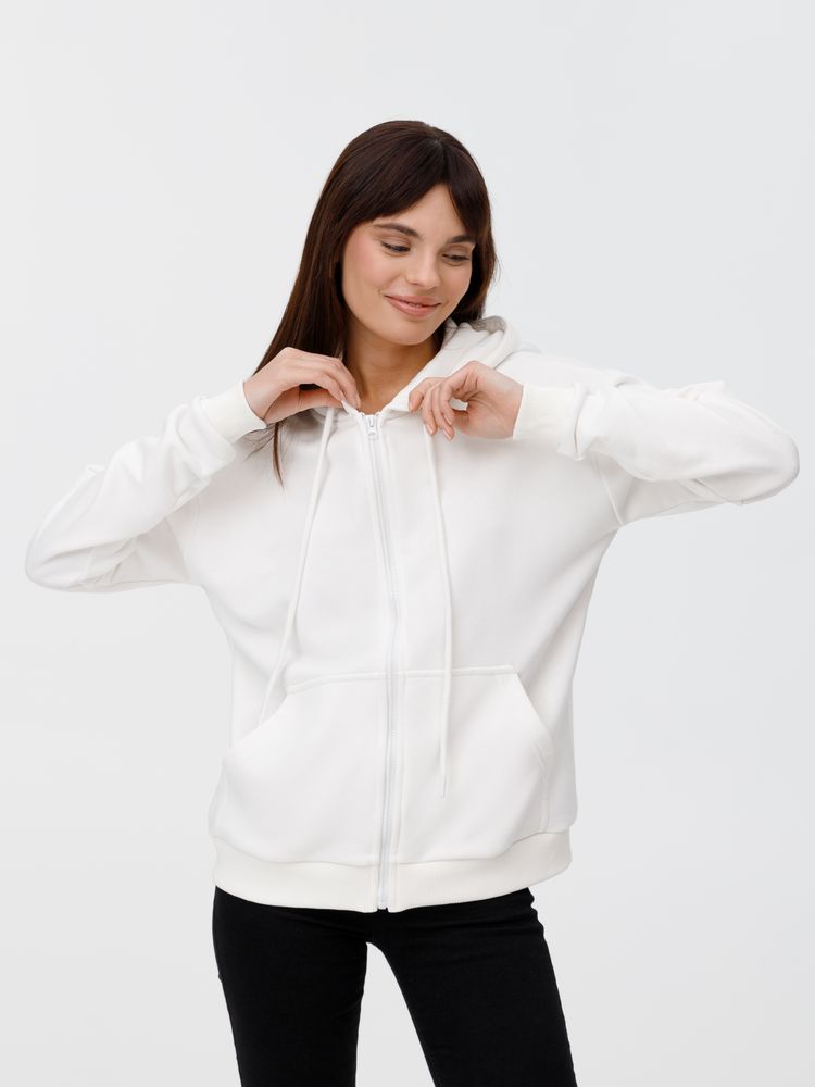 Толстовка унисекс оверсайз на молнии Zippy Terry, белая, размер XL/XXL