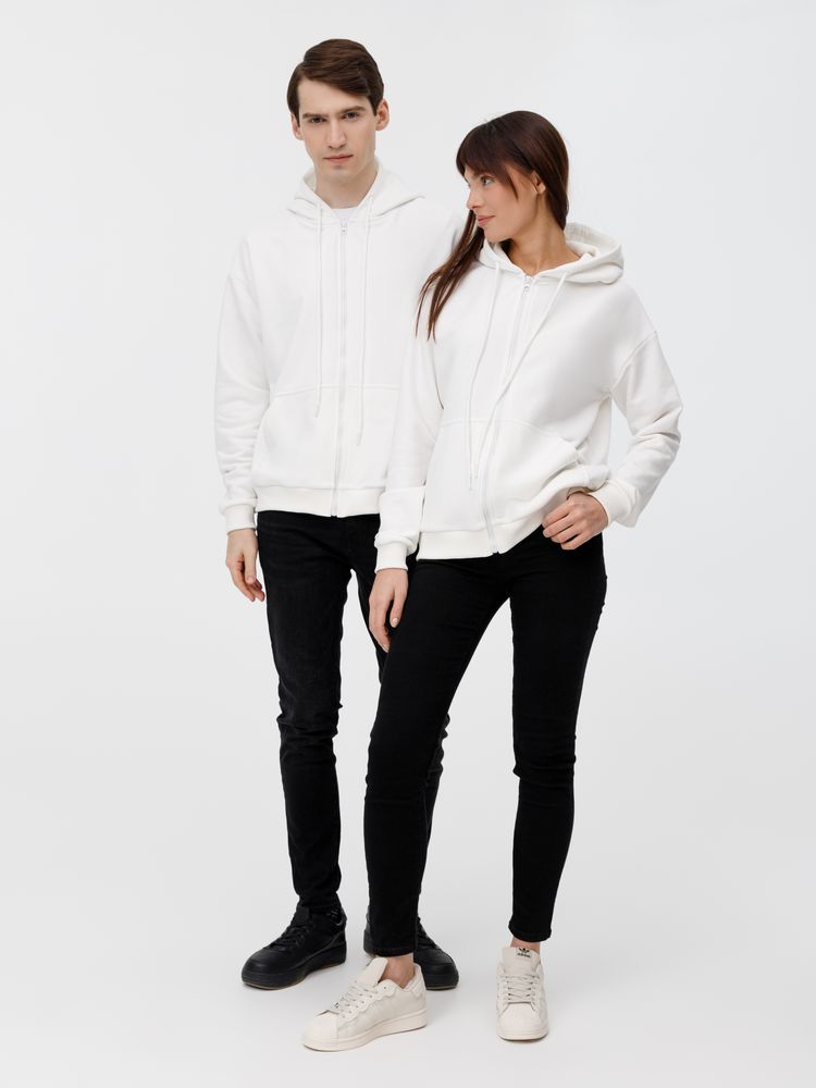 Толстовка унисекс оверсайз на молнии Zippy Terry, белая, размер XL/XXL