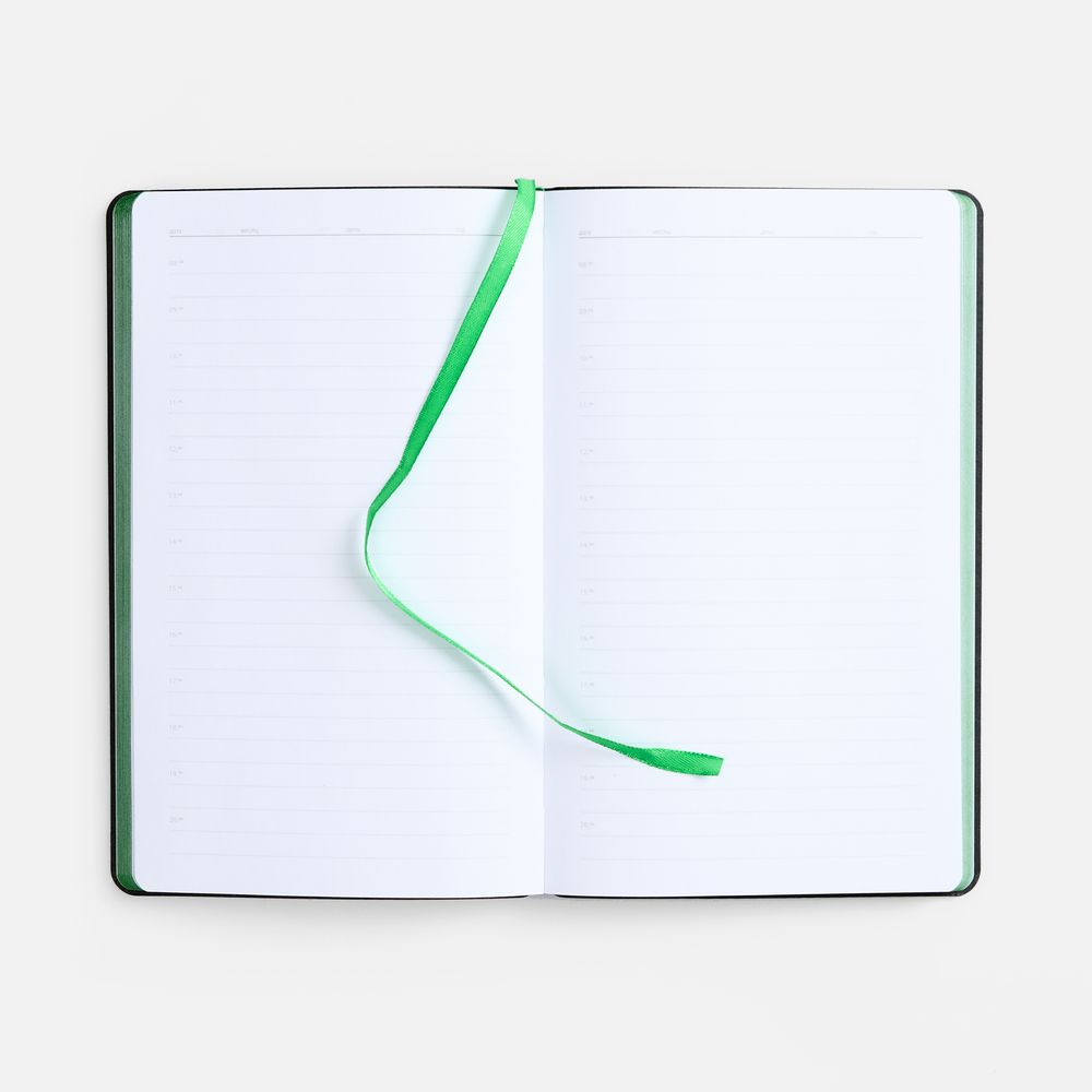 Ежедневник Nice Twice, недатированный, черный с ярко-зеленым