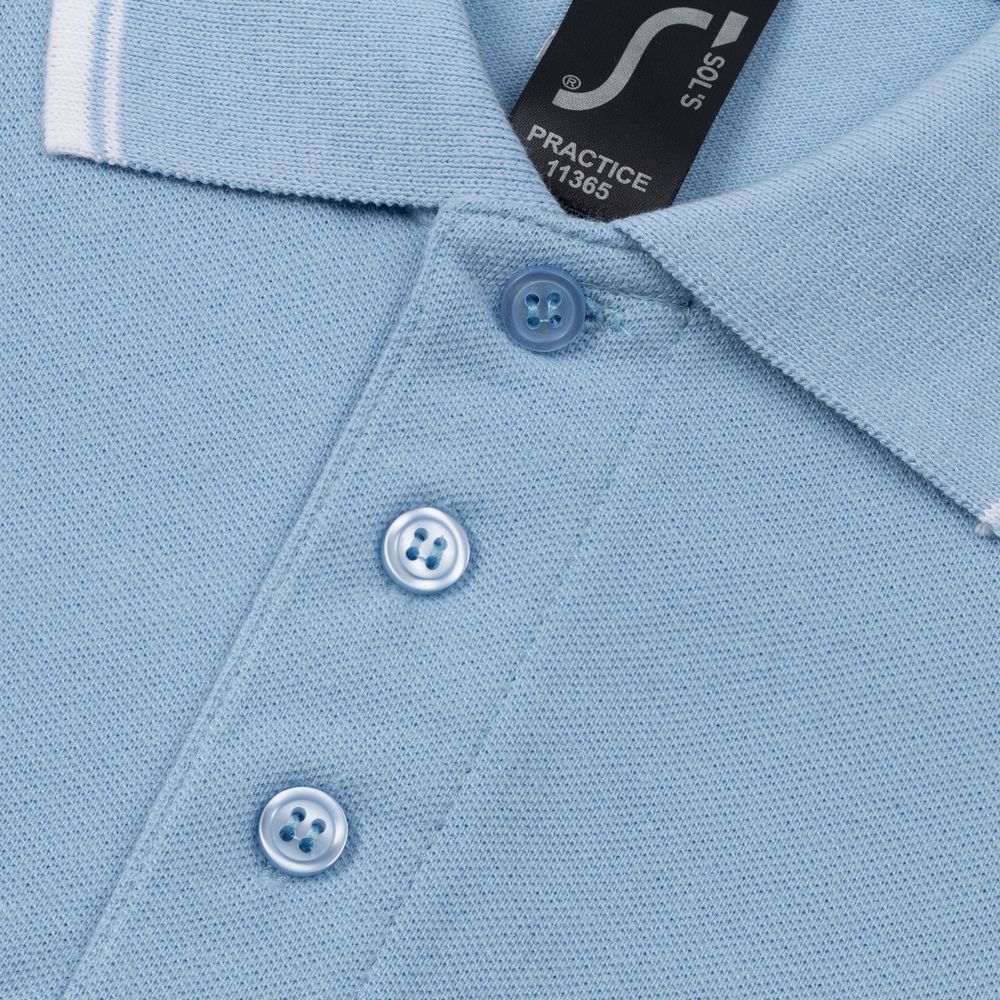 Рубашка поло мужская с контрастной отделкой Practice 270, голубой/белый, размер L