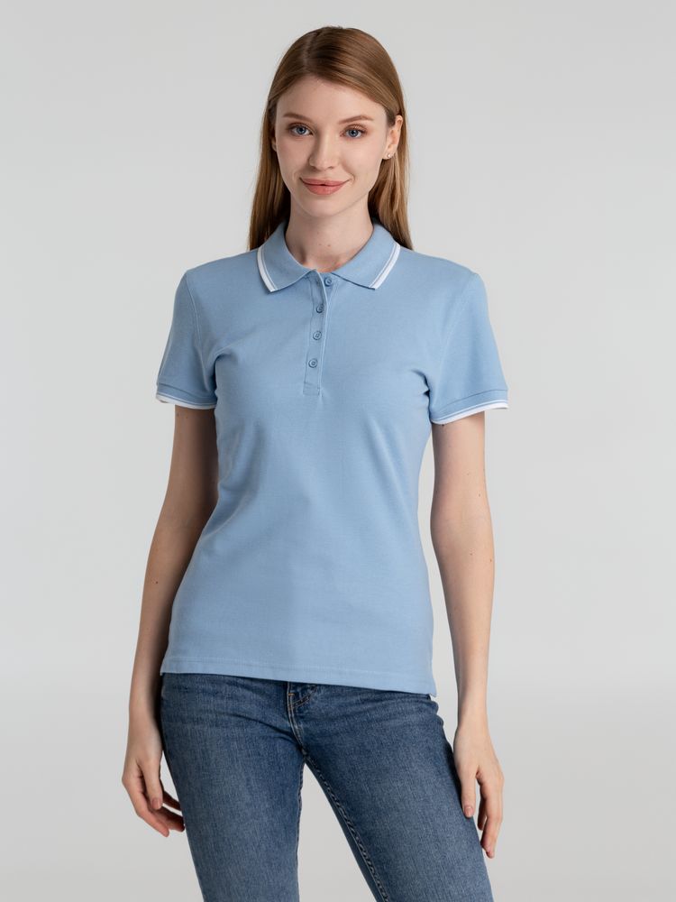 Рубашка поло женская Practice women 270 голубая с белым, размер M