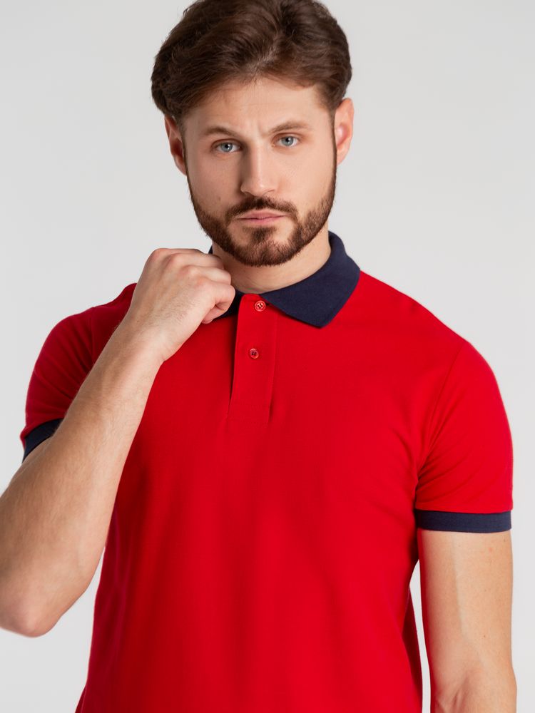 Рубашка поло Prince 190, красная с темно-синим, размер S