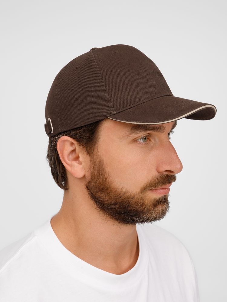 Бейсболка Buffalo, коричневая с бежевым