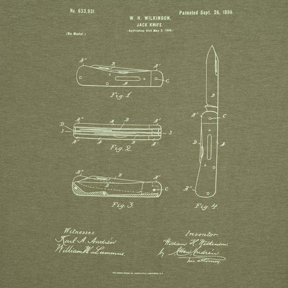 Футболка приталенная Old Patents. Knife, меланж хаки, размер XXL