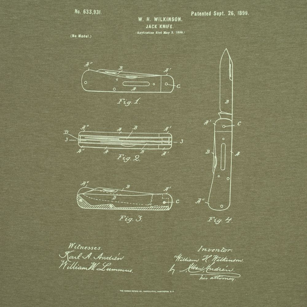 Футболка приталенная Old Patents. Knife, меланж хаки, размер M