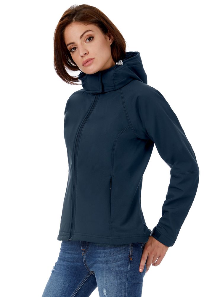 Куртка женская Hooded Softshell темно-синяя, размер L