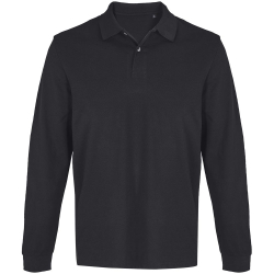 Рубашка поло унисекс с длинным рукавом Pacific LSL, черная, размер XS