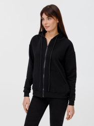 Толстовка унисекс оверсайз на молнии Zippy Terry, черная, размер M/L