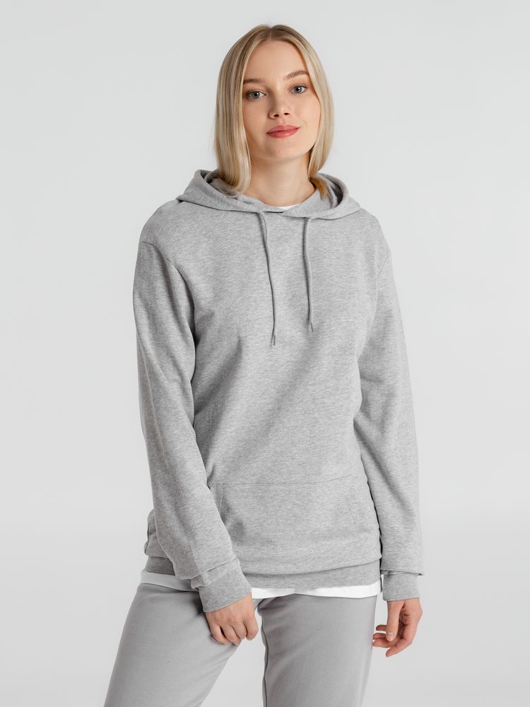 Толстовка с капюшоном унисекс Hoodie, серый меланж, размер XS