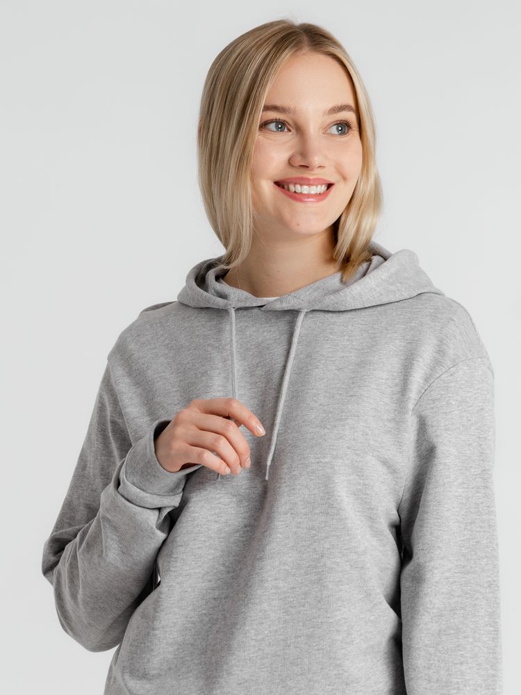 Толстовка с капюшоном унисекс Hoodie, серый меланж, размер XS