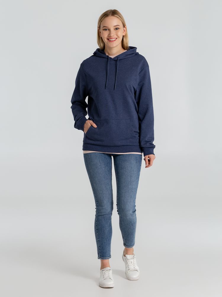 Толстовка с капюшоном унисекс Hoodie, синий меланж, размер S
