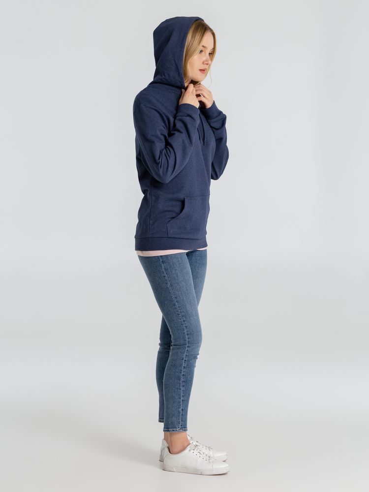 Толстовка с капюшоном унисекс Hoodie, синий меланж, размер S