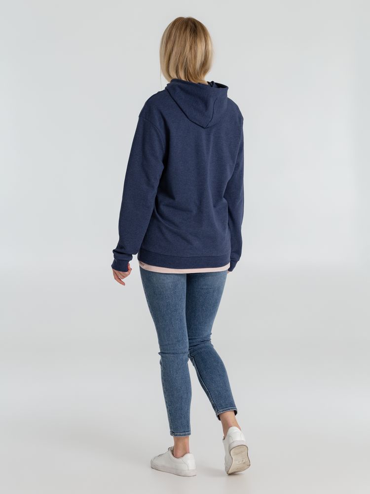 Толстовка с капюшоном унисекс Hoodie, синий меланж, размер S