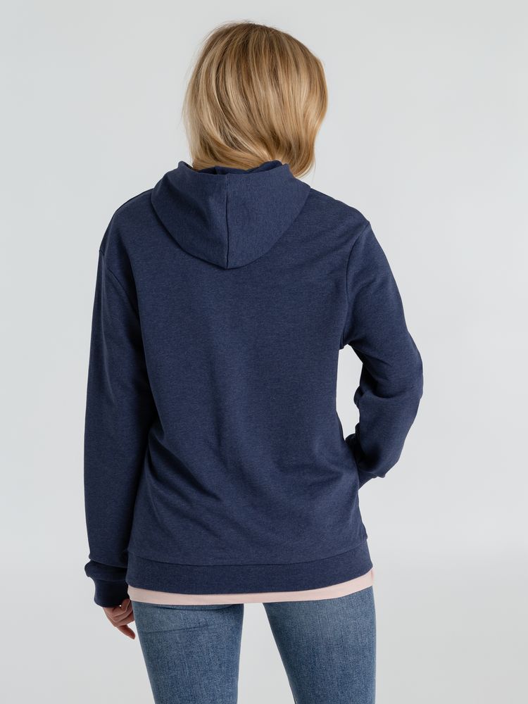 Толстовка с капюшоном унисекс Hoodie, синий меланж, размер S