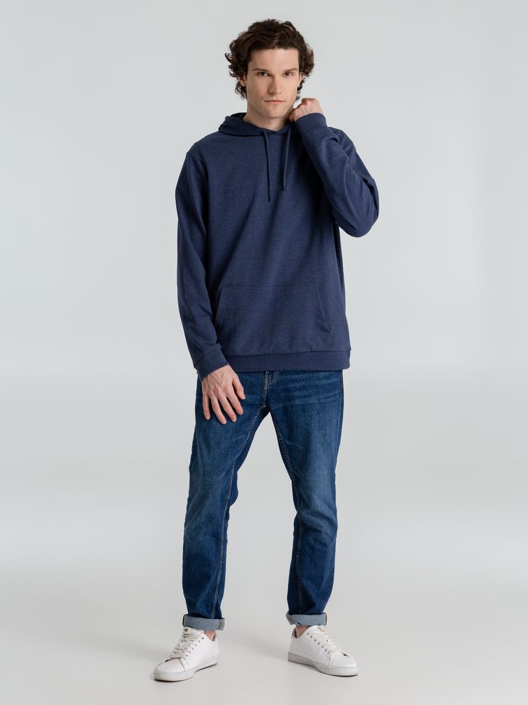Толстовка с капюшоном унисекс Hoodie, синий меланж, размер S