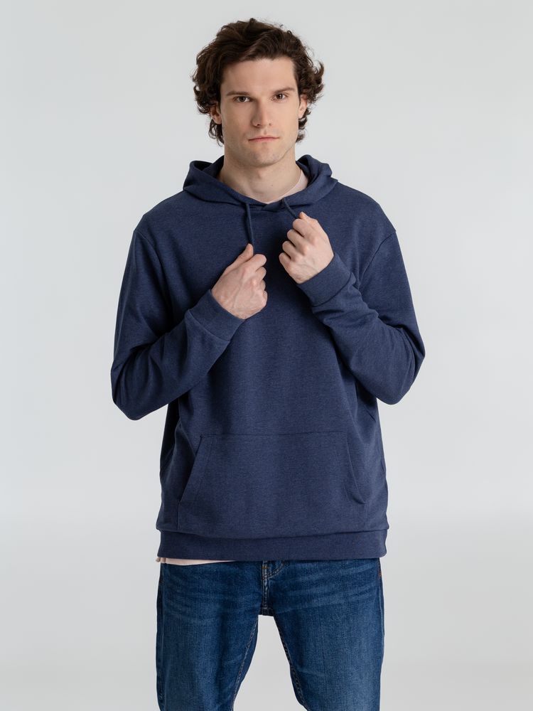 Толстовка с капюшоном унисекс Hoodie, синий меланж, размер S