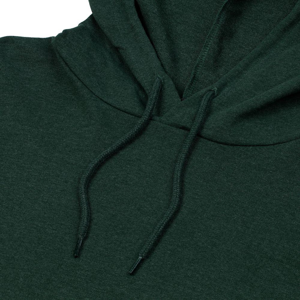 Толстовка с капюшоном унисекс Hoodie, темно-зеленый меланж, размер XS