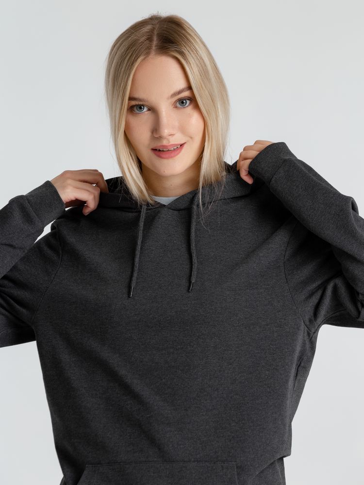 Толстовка с капюшоном унисекс Hoodie, серый меланж (антрацит), размер M