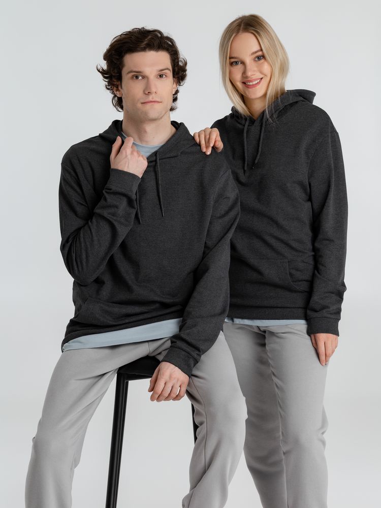 Толстовка с капюшоном унисекс Hoodie, серый меланж (антрацит), размер M