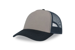 Бейсболка "RAPPER CANVAS-S", 5 клиньев, серый/тёмно-синий, пласт.заст., 100% полиэстер, 270 г/м2
