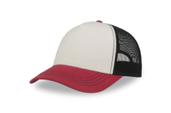 Бейсболка "RAPPER CANVAS-S", 5 клиньев, белый/бордовый/чёрный, пласт.заст., 100% полиэстер, 270 г/м2